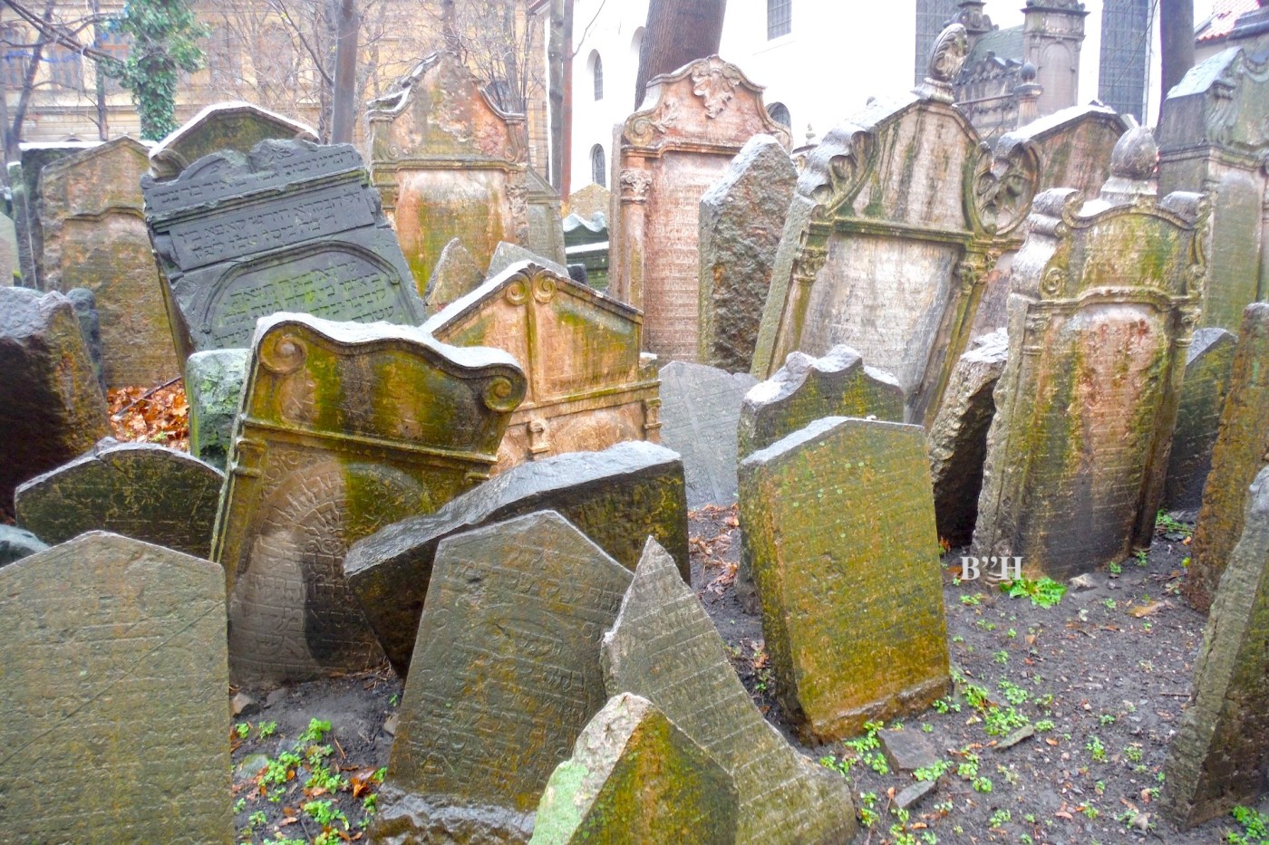 old headstones in a cemetery, resurrection theme