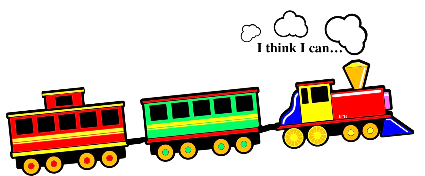 toy train going up incline, trying hard concept