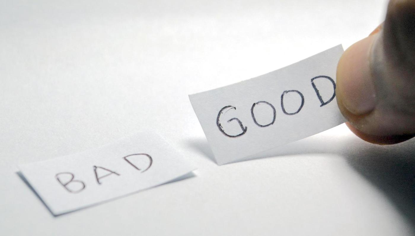 the words bad, good on papers. Seeing the good in child loss is hard