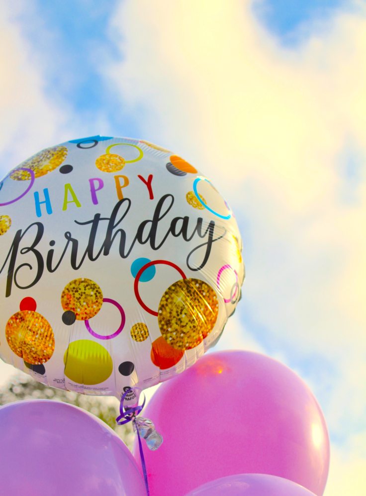 birthday balloons and sky background
