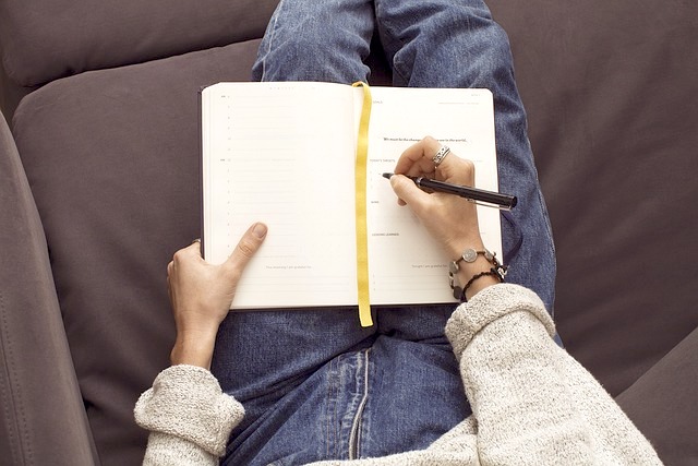 journaling on a comfortable chair