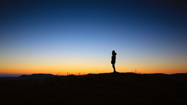 serenity person alone with sunset