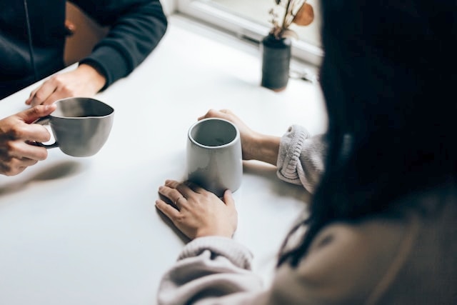 talking over coffee